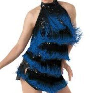 Weissman XXL "Feeling Alive" Ombre Fringe Dress Blue/Black Dance Costume